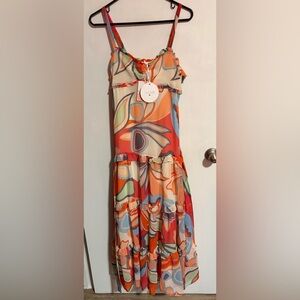 NWT Alexis for Target Mixed Floral Sleeveless Maxi Tiered Ruffle Dress